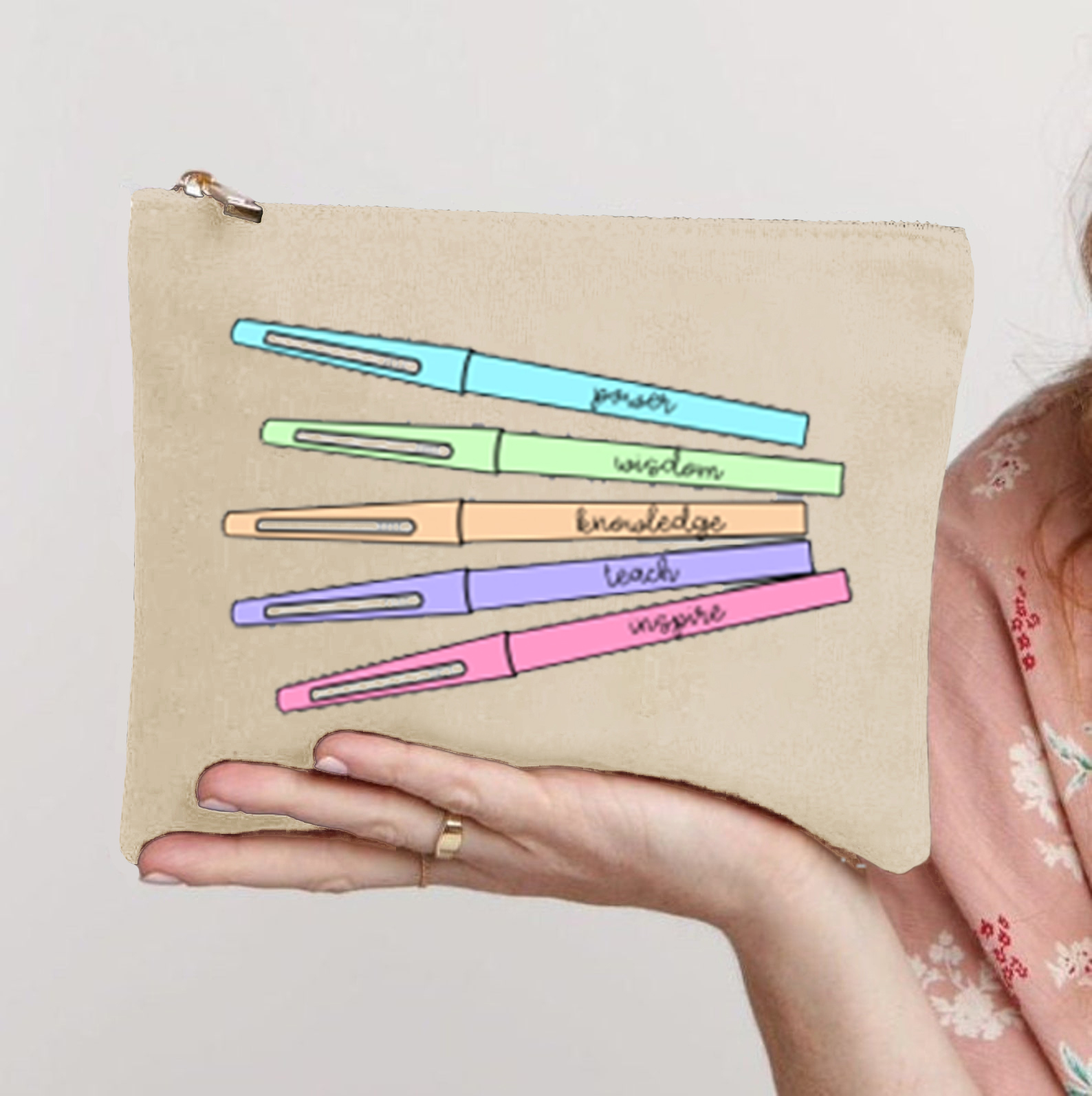 Color Pen Teacher Makeup Bag