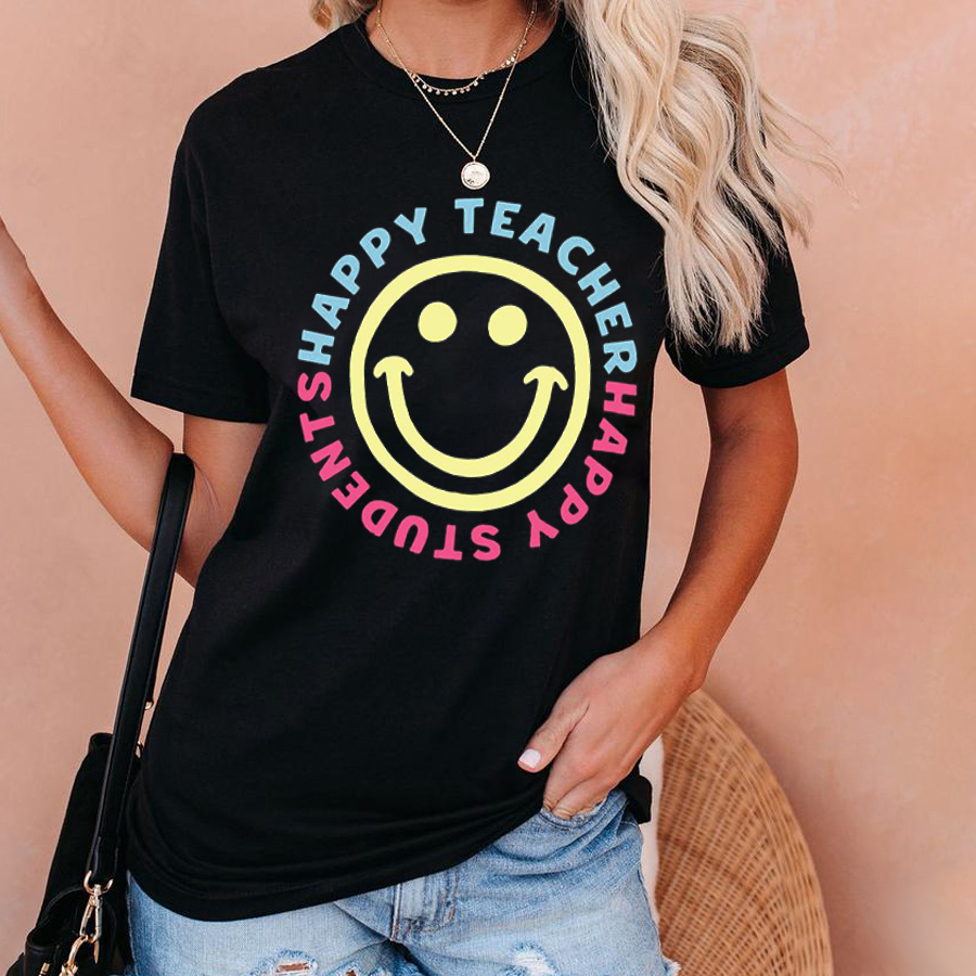 Happy Teacher Happy Students Teacher T-Shirt