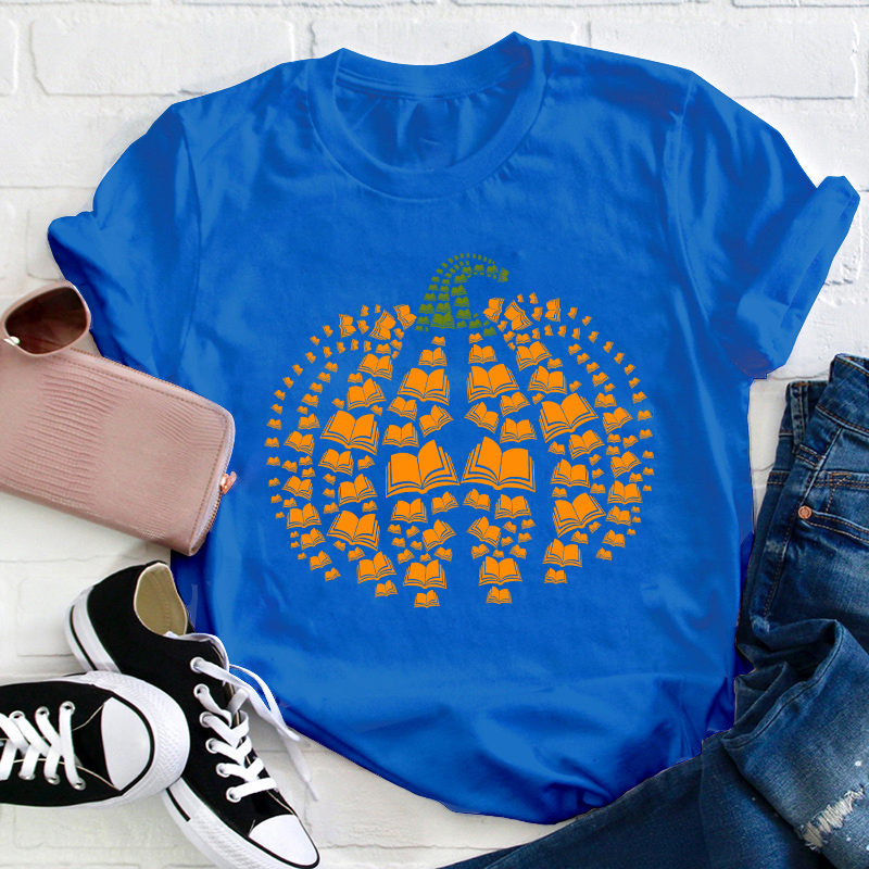 Halloween Pumpkins And Books Teacher T-Shirt