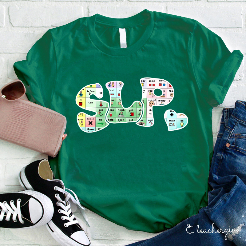 SLP Puzzle Small Heart Teacher T-Shirt