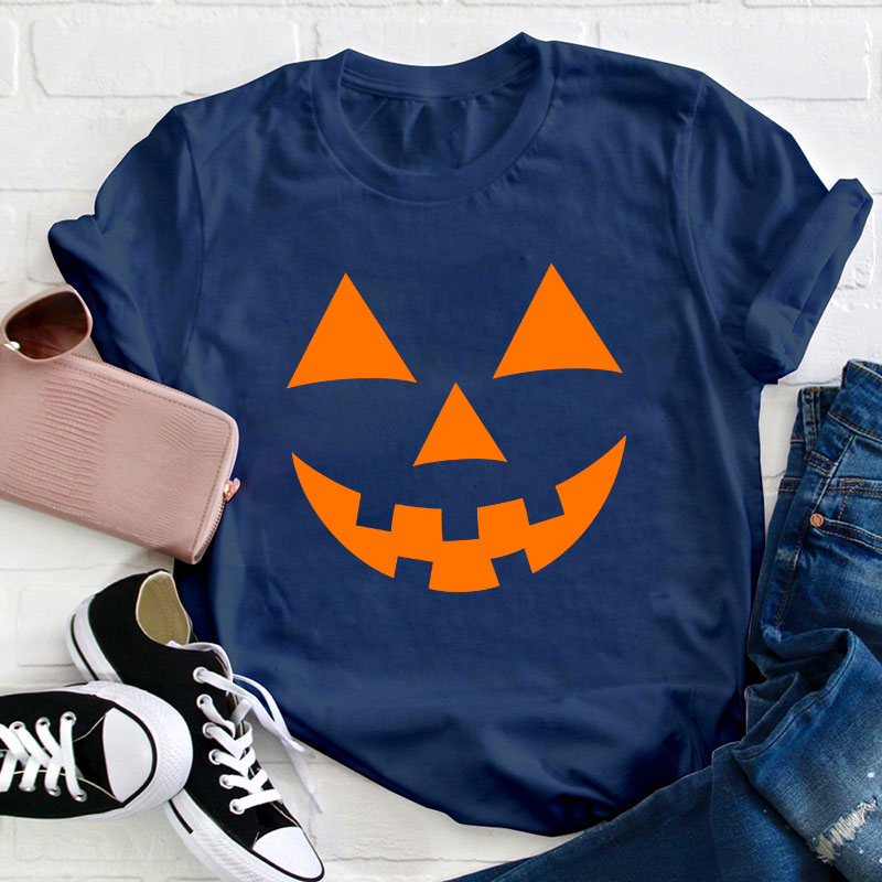 Halloween pumpkin Face Teacher T-Shirt