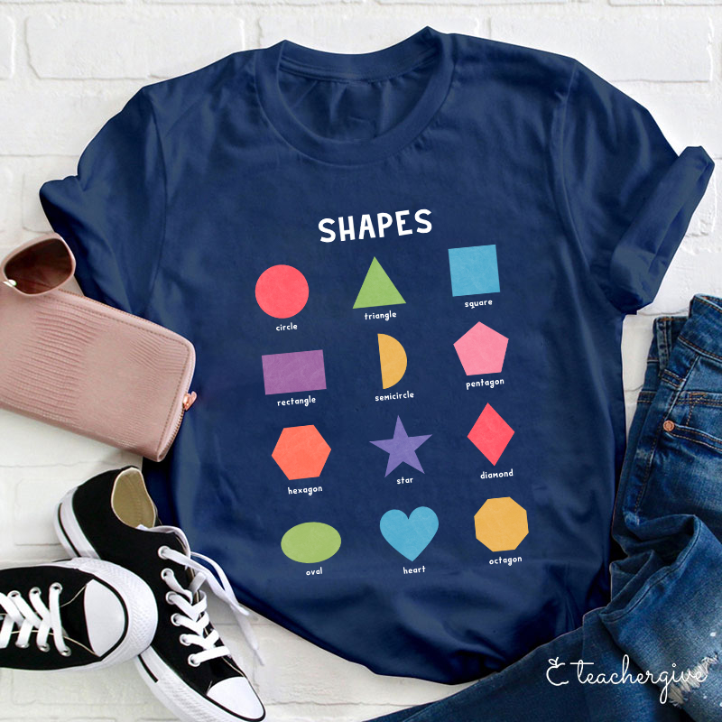 Twelve Colorful Shapes Teacher T-Shirt