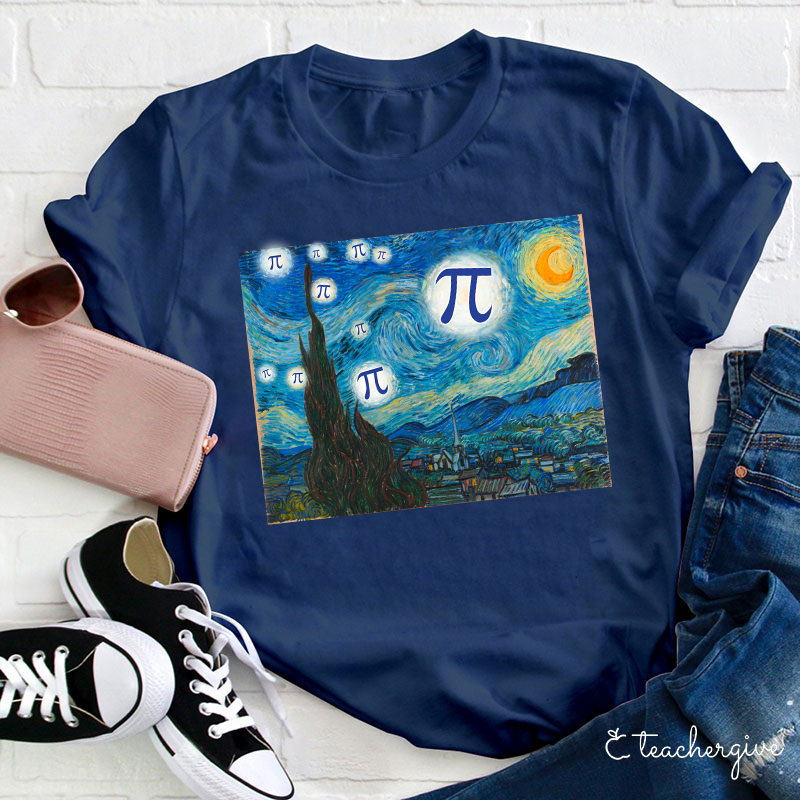 Starry Night With Pi Teacher T-Shirt