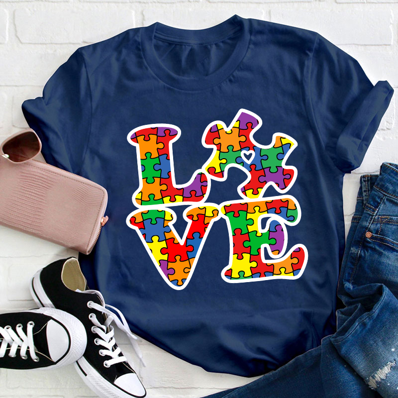 Love Austism Teacher T-Shirt