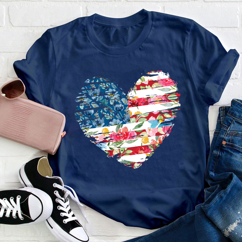 Flower Heart Teacher T-Shirt