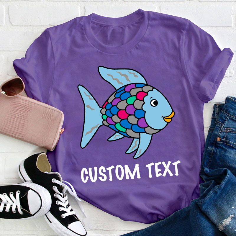 Personalized Rainbow Fish Teacher T-Shirt