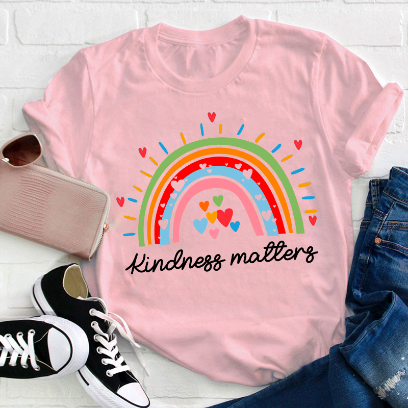 Kindness Matters Rainbow Teacher T-Shirt
