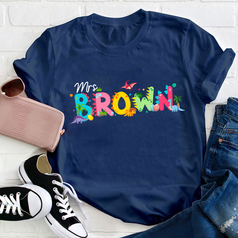 Personalized Dinosaur Egg Teacher T-Shirt