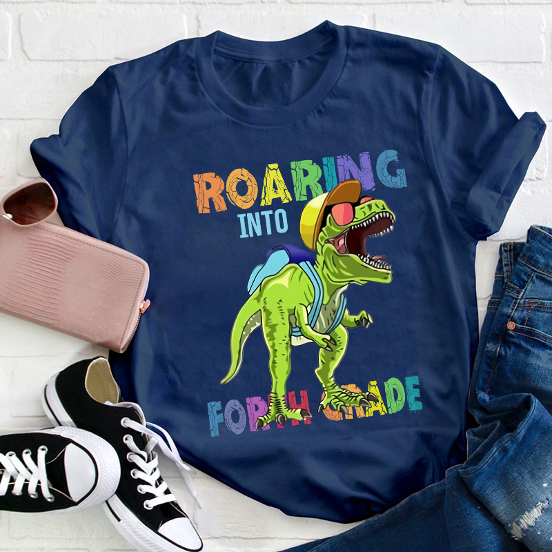Personalized Roaring Into Kindergarten Dinosaur T-Shirt