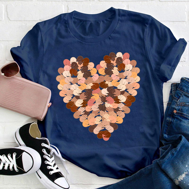 Color Mosaic Heart Teacher T-Shirt