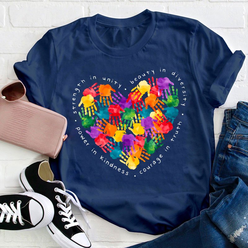 Colorful Little Hands Form A Love Heart Teacher T-Shirt