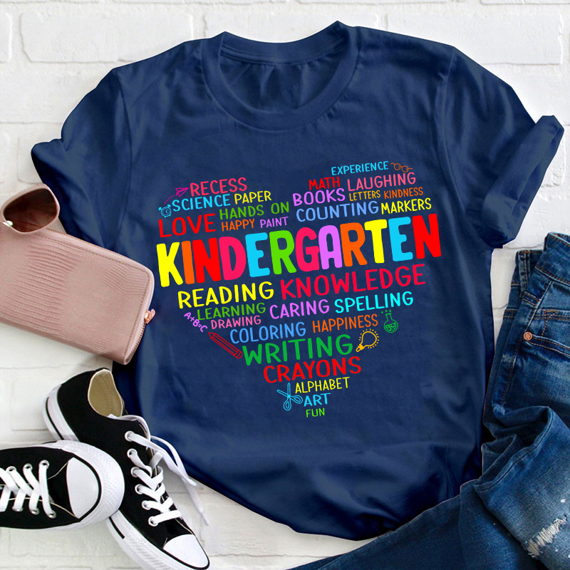 Personalized Grade Reading Knowledge Heart Shape Teacher T-Shirt
