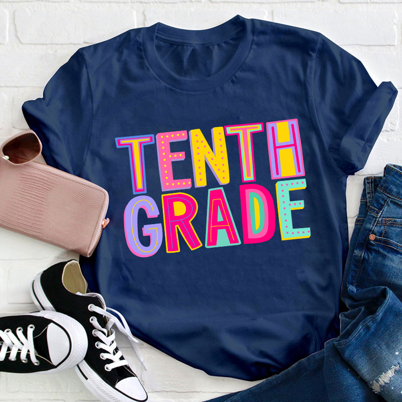 Personalized Grade Macaron Color Teacher T-Shirt