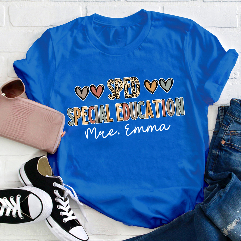 Personalized Name Vintage Heart Teacher T-Shirt