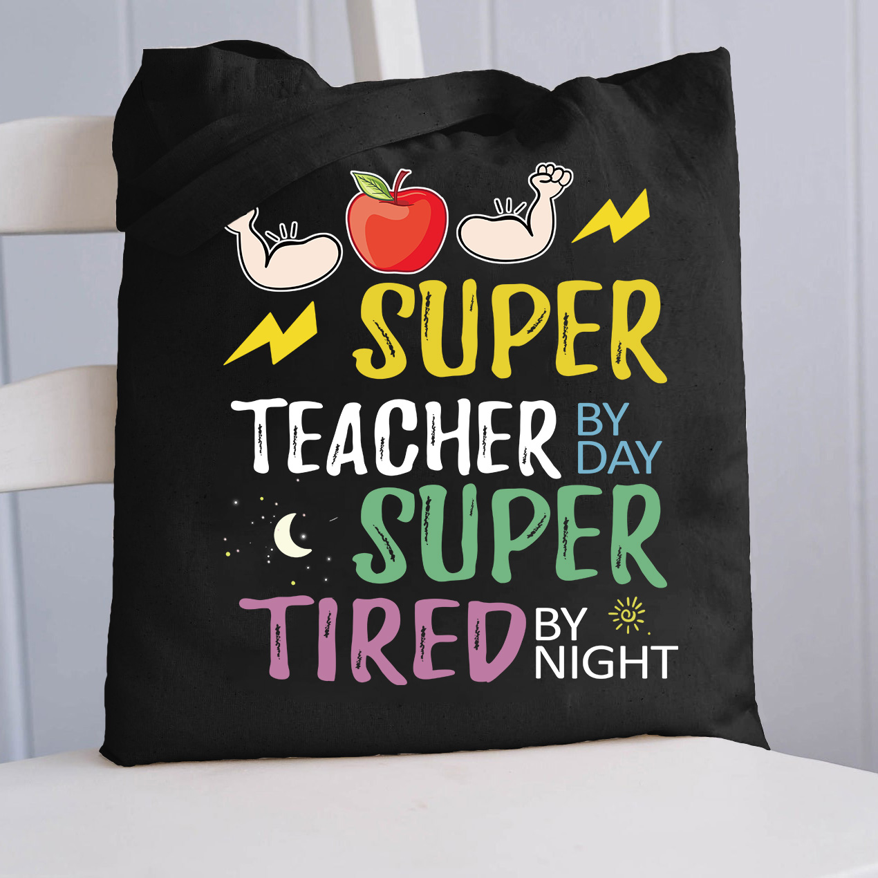 LatestSuper Teacher By Day Super Tired By Night Tote Bag for Sale-Teachersgram