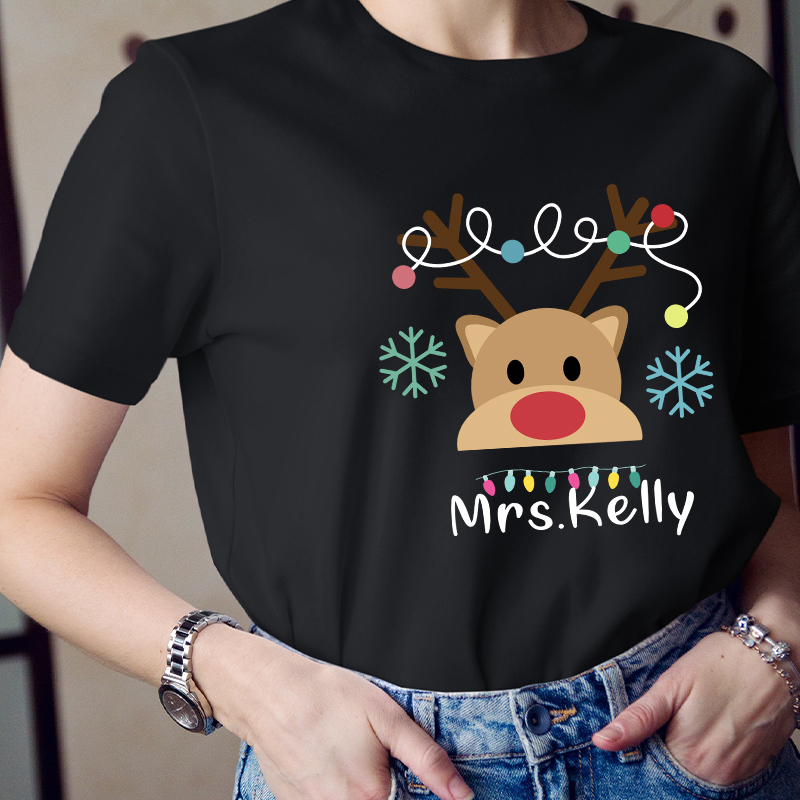 Personalized Merry Christmas Teacher T-Shirt