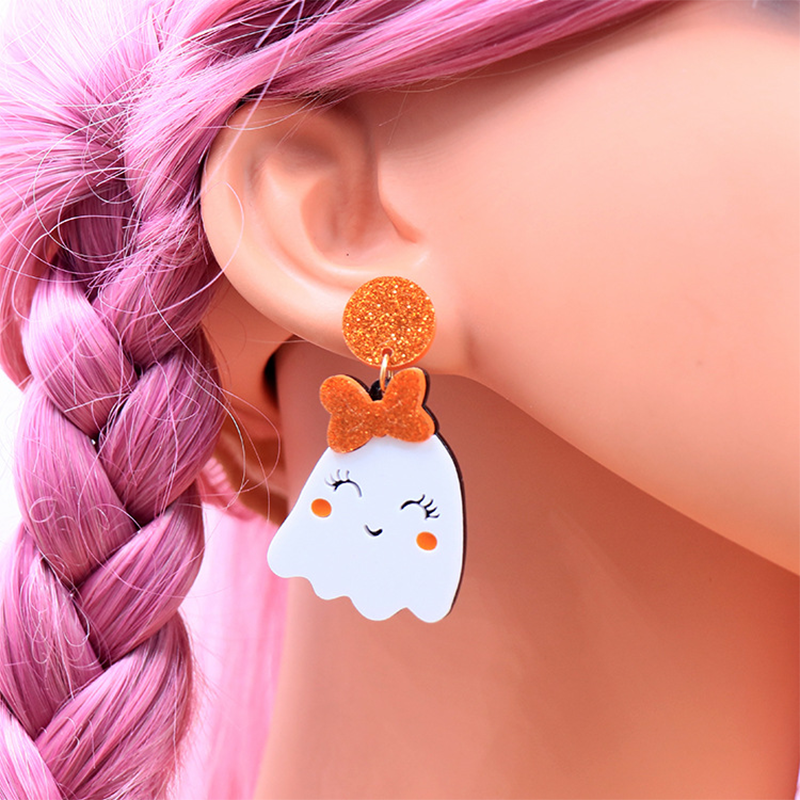 Cute Little Halloween Ghost Acrylic Earrings