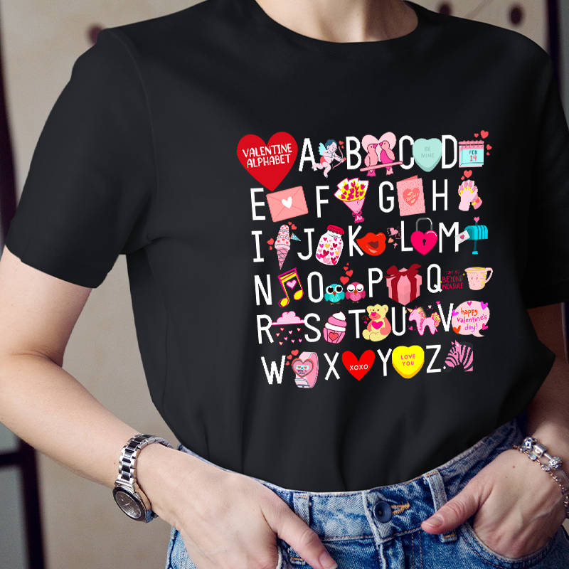 Valentine Alphabet Teacher T-Shirt