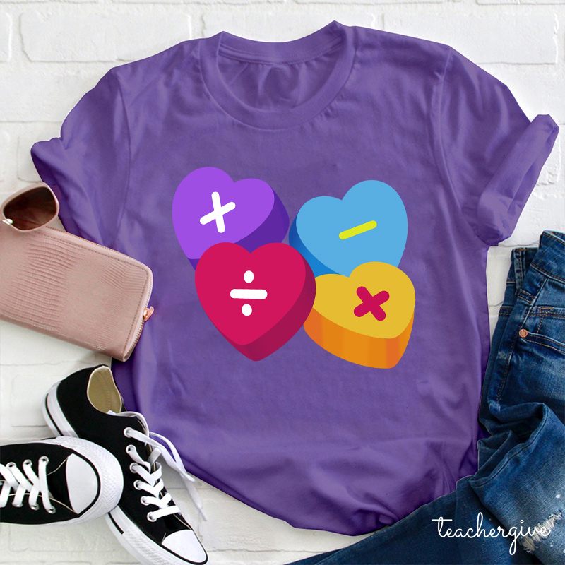 Heart Of Math Teacher T-Shirt