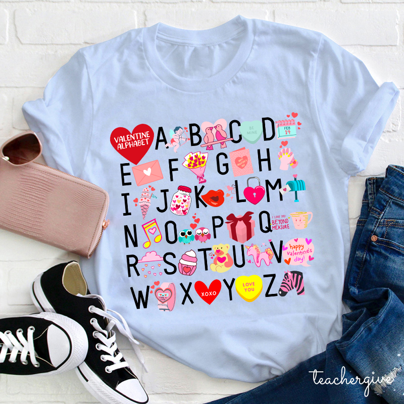 Valentine Alphabet Teacher T-Shirt
