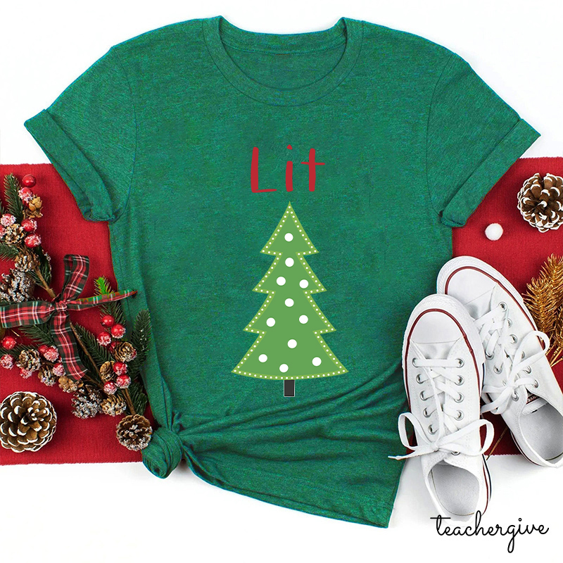 Lit Christmas Tree Teacher T-Shirt
