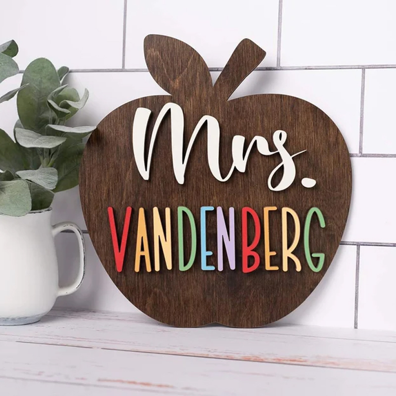 Personalized Teacher Apple Classroom Door Sign