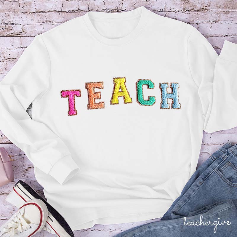 Letter Stickers Teacher Long Sleeve T-Shirt