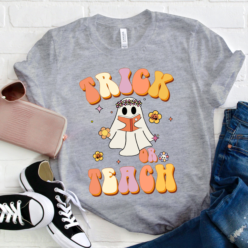 Trick Or Teach Ghost Reading T-Shirt