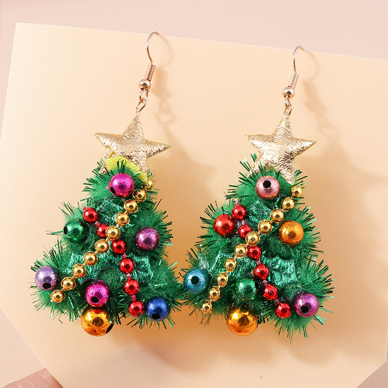 Fluffy Christmas Tree Teacher Acrylic Earrings