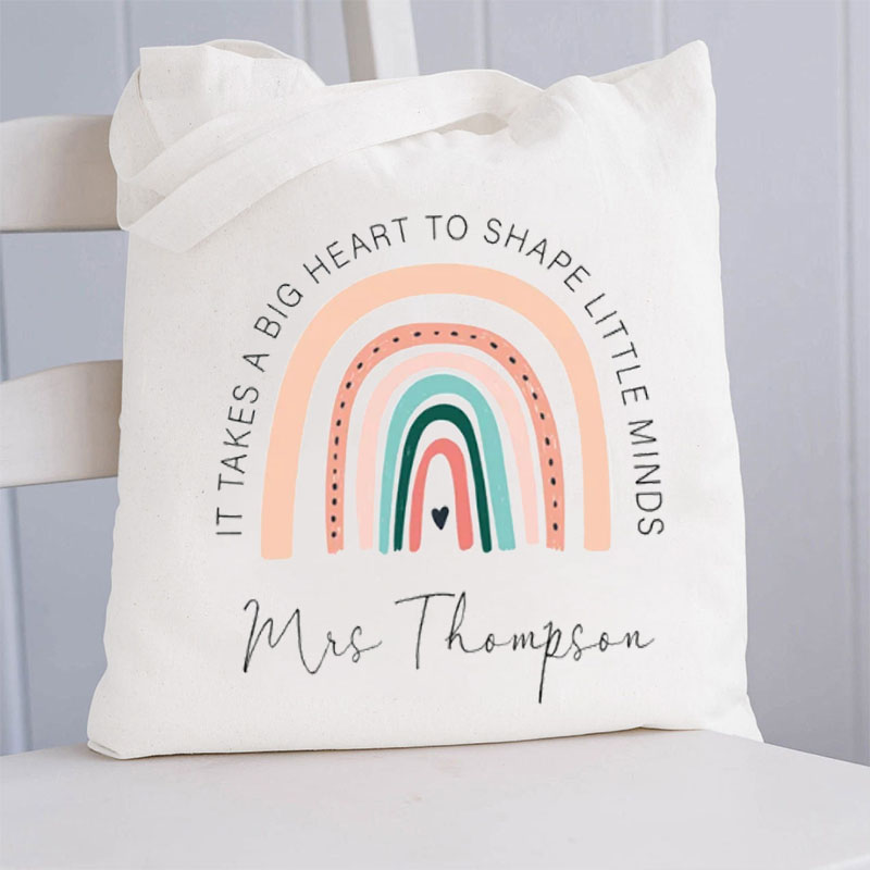 Personalized It Takes A Big Heart To Shape Little Minds Teacher Tote Bag