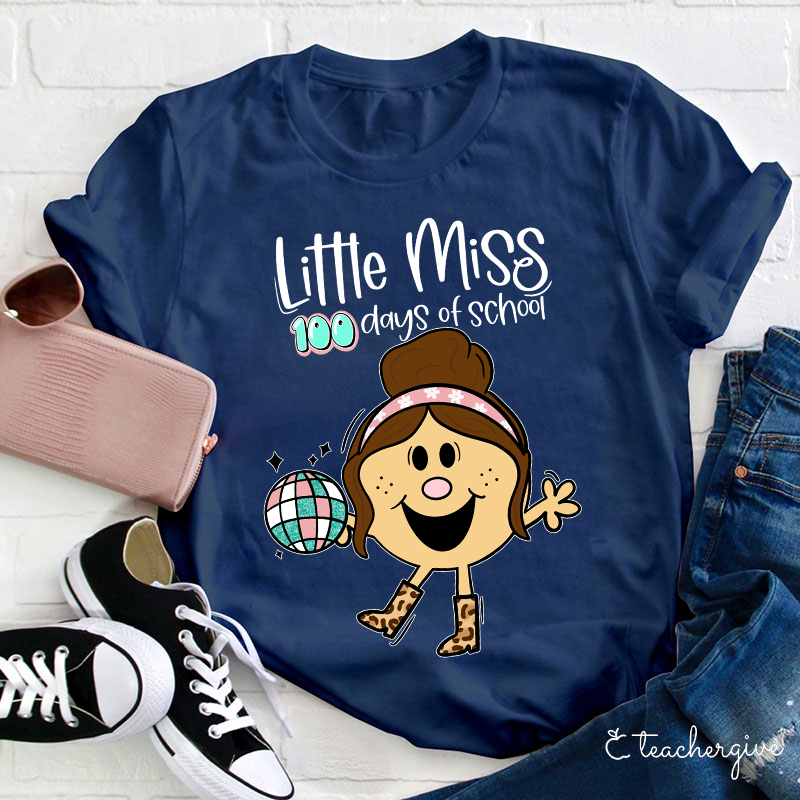 Special Designed Little Miss 100 Days Of School Teacher T-Shirt