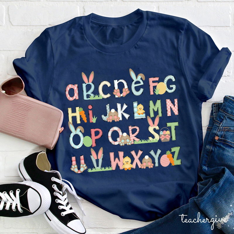 Bunny Chicken Alphabet Teacher T-Shirt