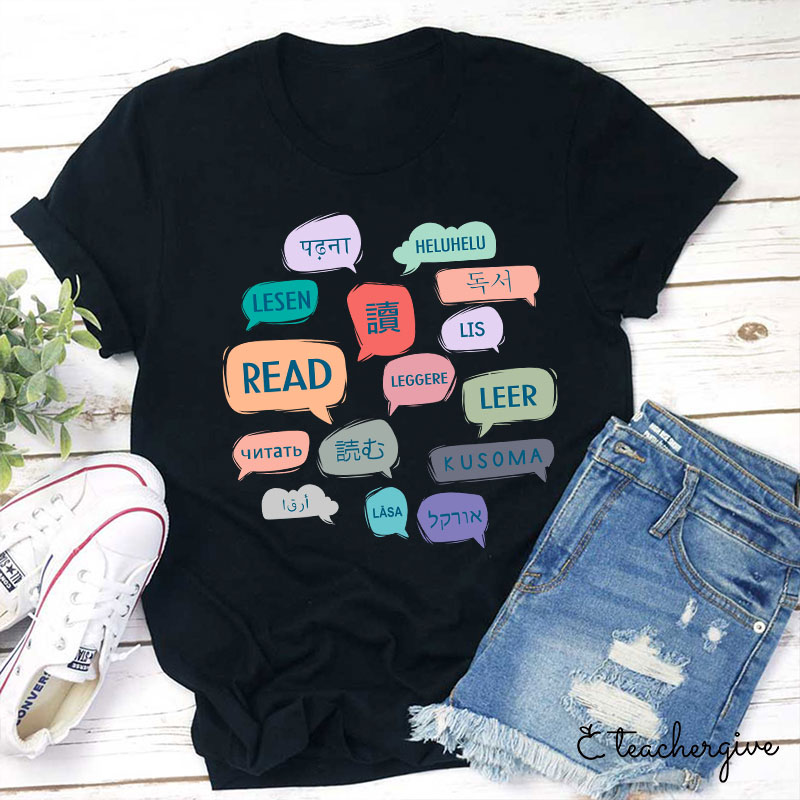Read In Various Languages Teacher T-Shirt