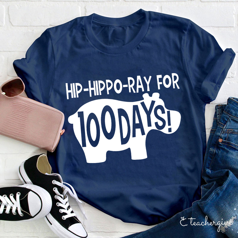 Hiphipporay For 100 Days Teacher T-Shirt
