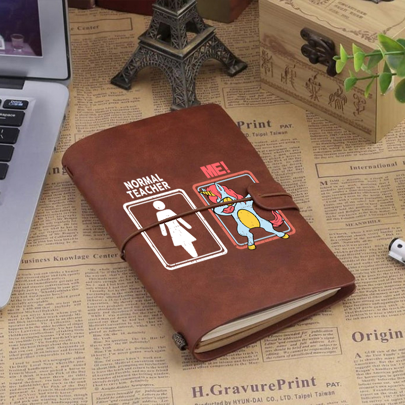 Unicorn Funny Teacher Faux Leather Notebook
