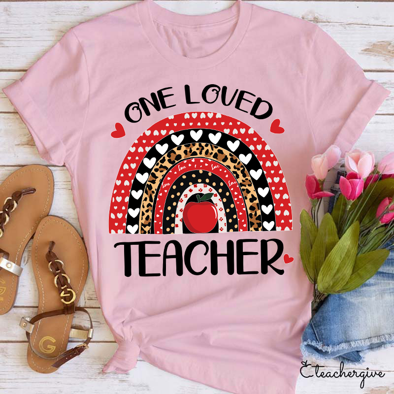 One Loved Teacher Leopard Rainbow T-Shirt