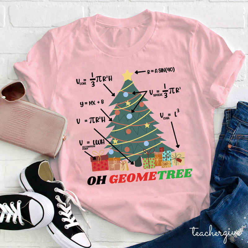Oh Geometree Christmas Teacher T-Shirt