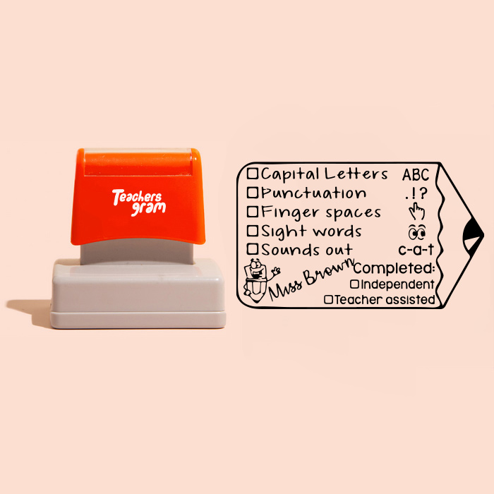 Personalized Pencil Teacher Assisted Large Rectangle Stamp