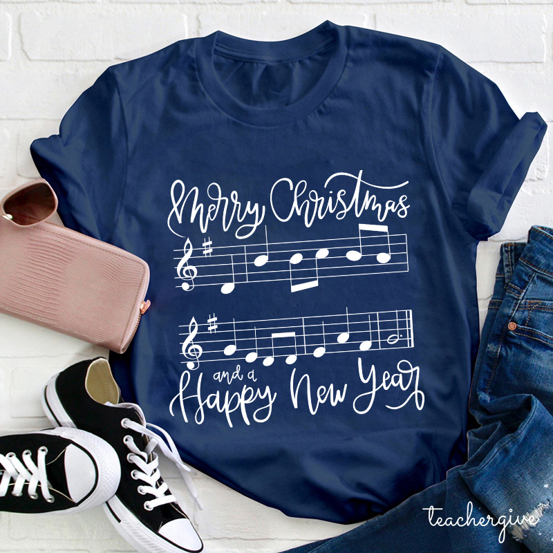 Merry Christmas And A Happy New Year Teacher T-Shirt
