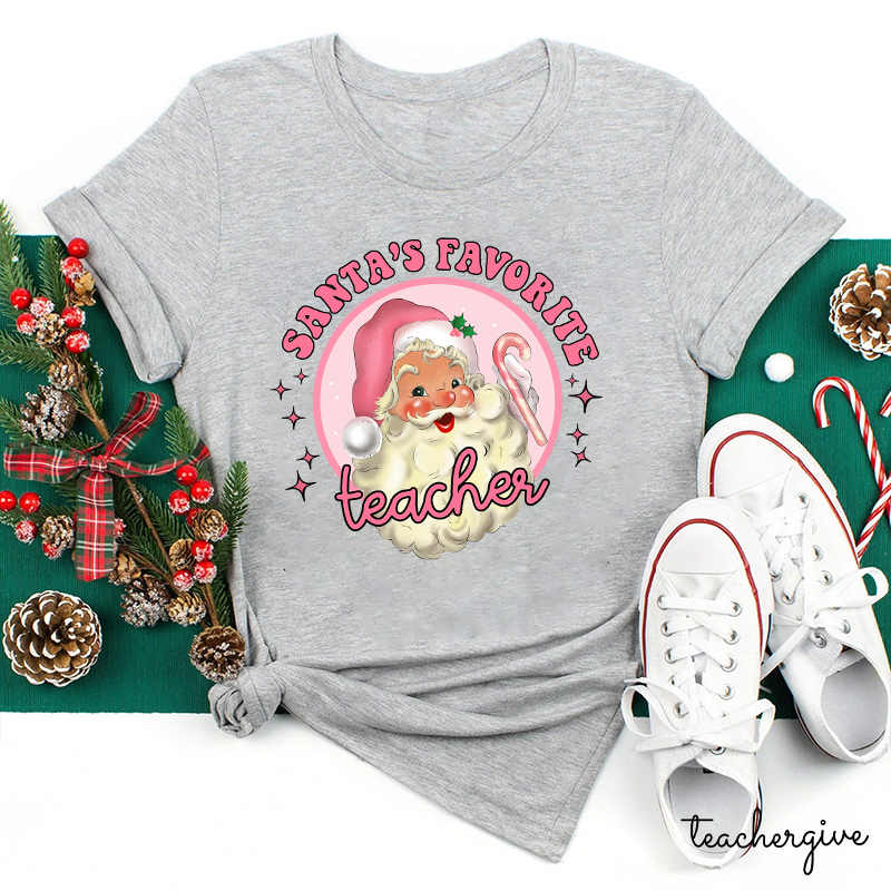 Santa's Favorite Teacher Pinky Winter Teacher T-shirt