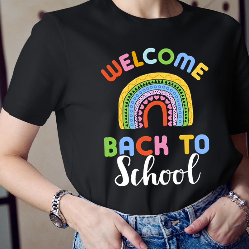 Welcome Back To School Geometric Rainbow   T-Shirt