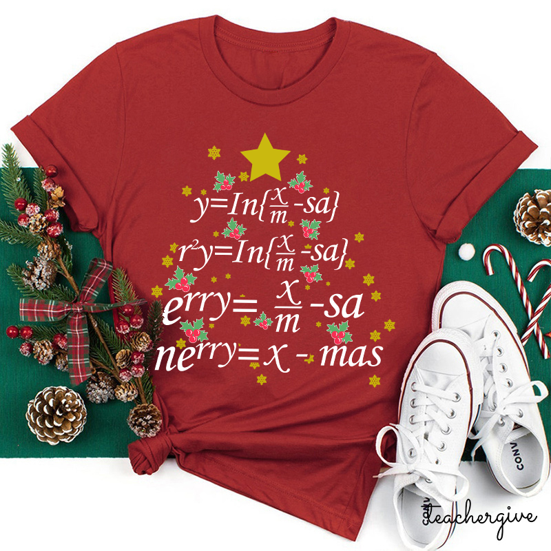 Merry Christmas Math Equation Teacher T-Shirt