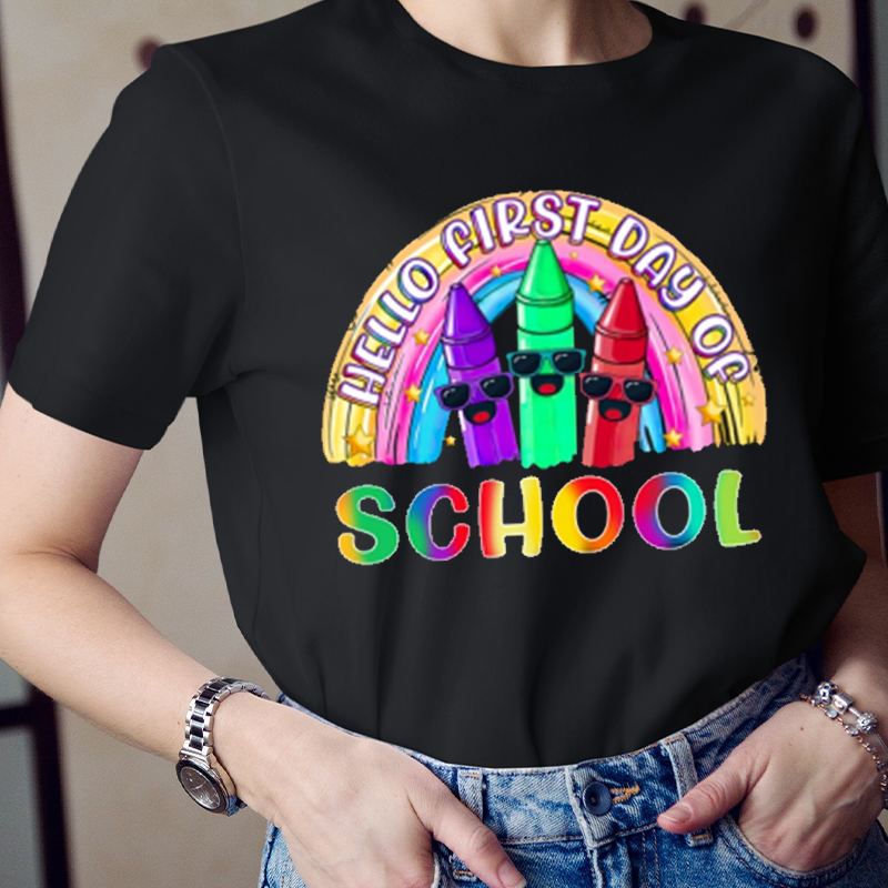 Hello First Day Of School Crayons T-Shirt