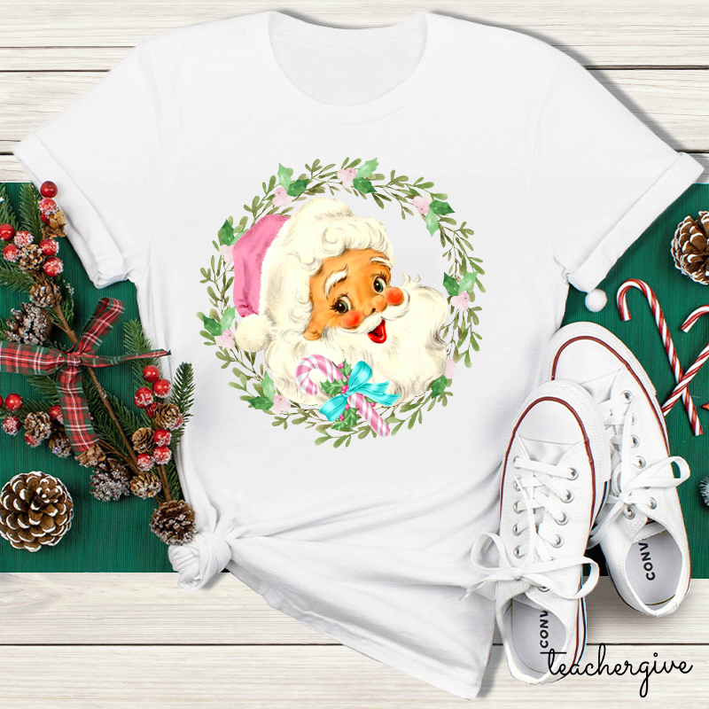 Christmas Wreach Santa Teacher T-Shirt