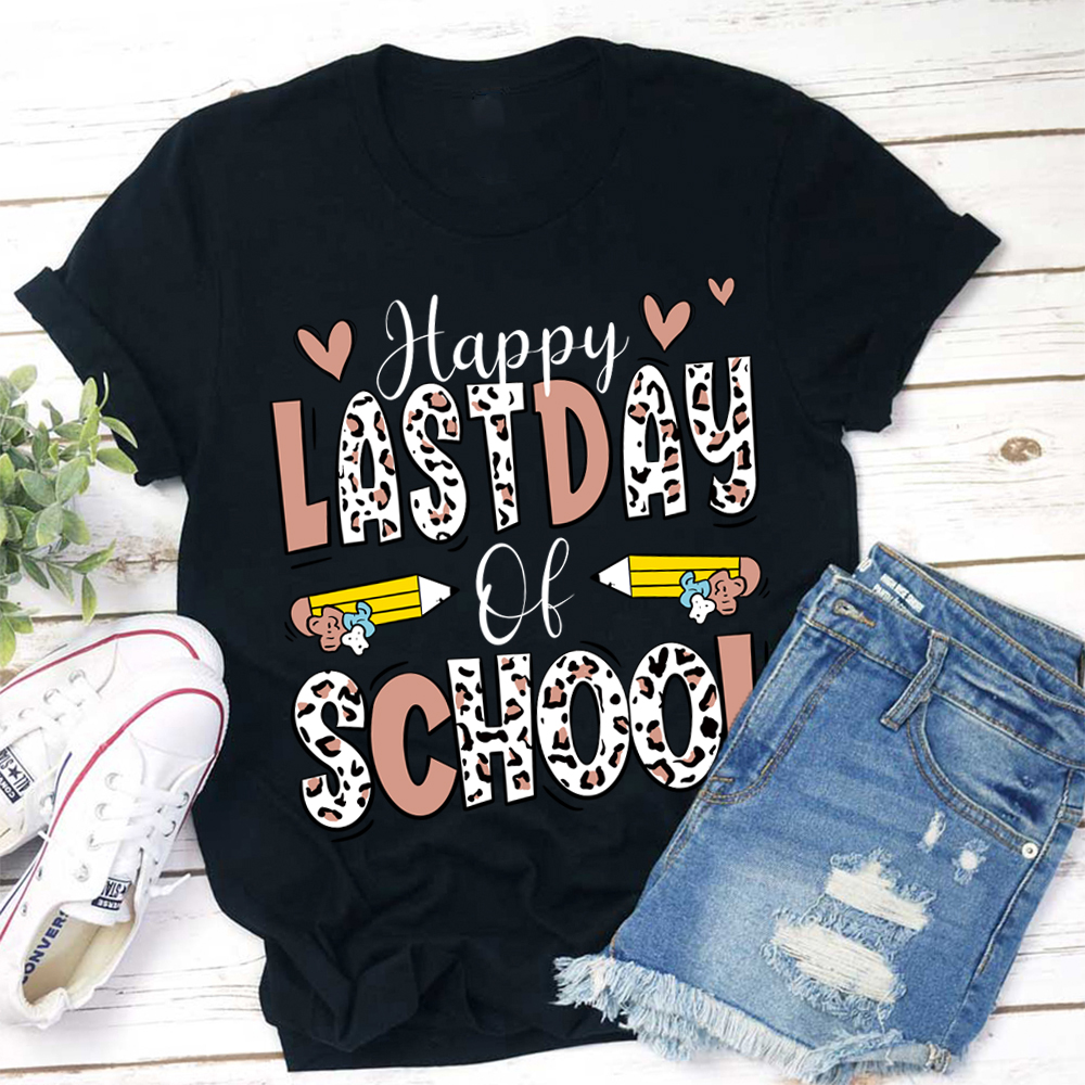 Happy Last Day Of School Leopard Print T-Shirt