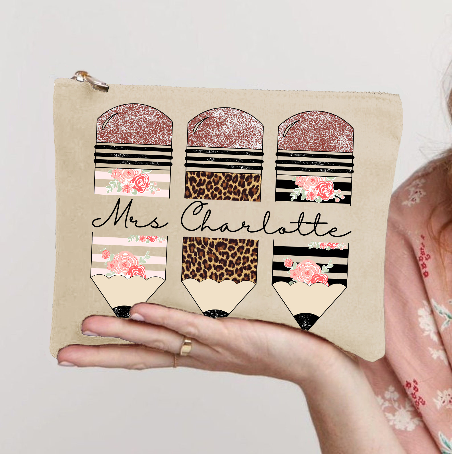 Personalized Teach Love Inspire Makeup Bag