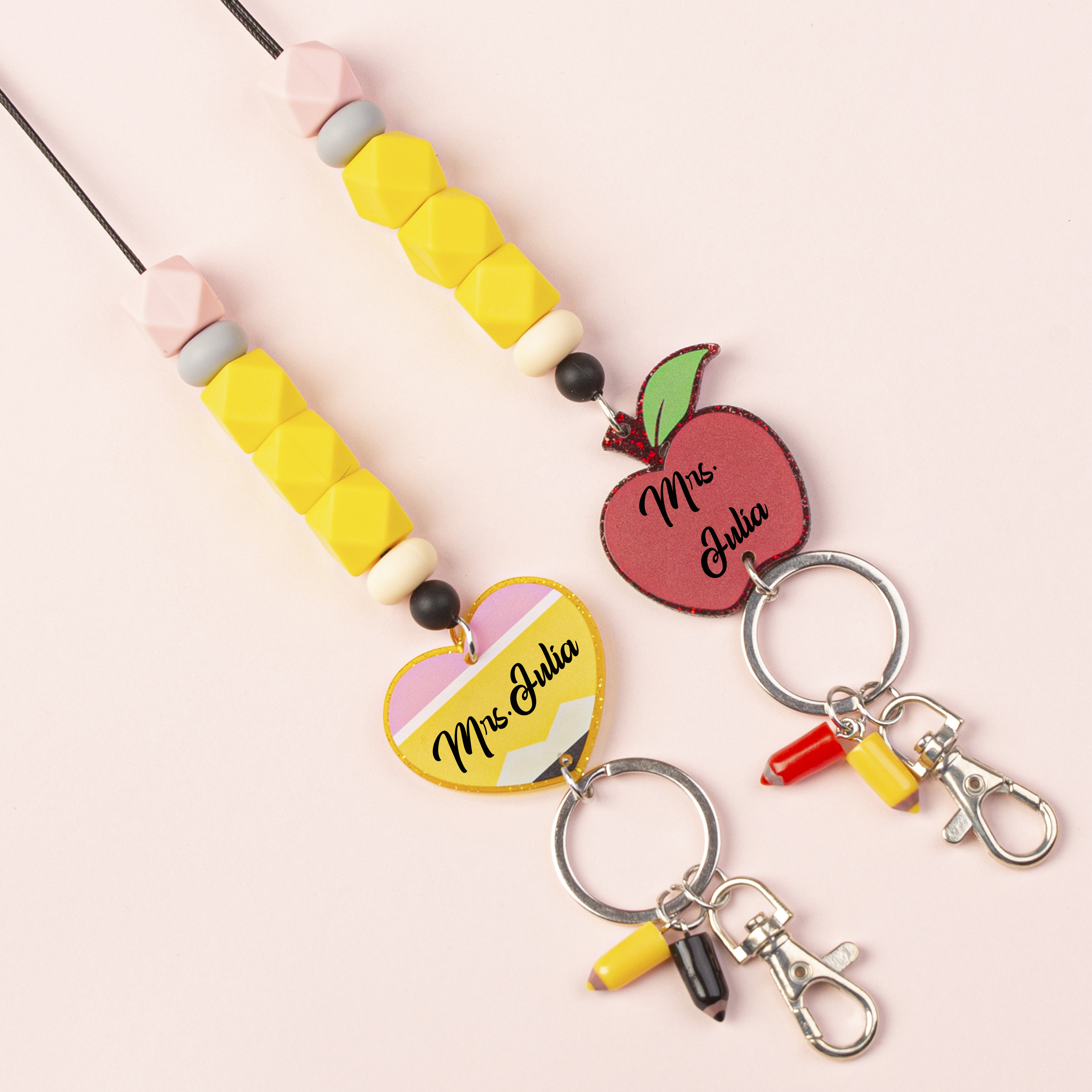 Personalized Heart Apple Pencil  Bead Lanyard