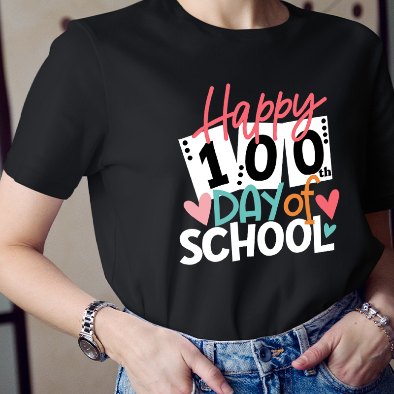 Happy 100th Day Of School Cards Teacher T-Shirt