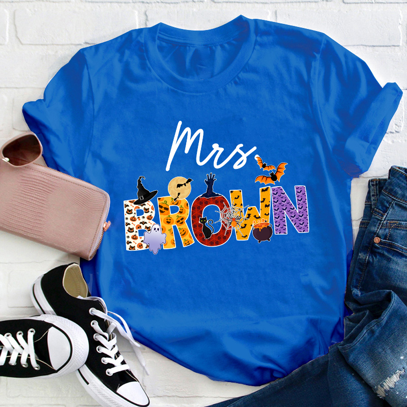 Personalized Name Happy Halloween Teacher T-Shirt