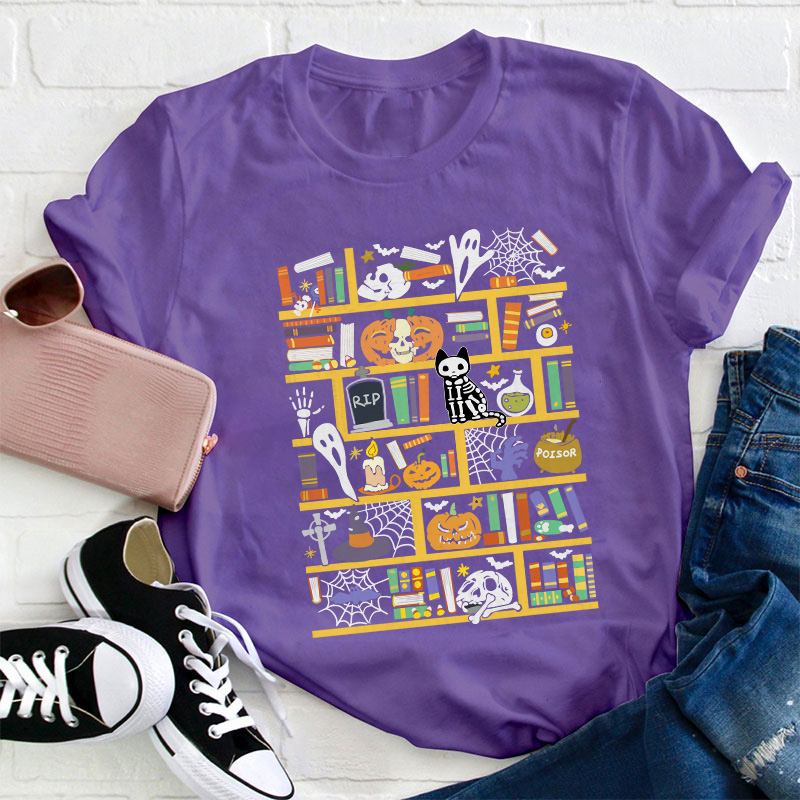 Halloween Bookshelf Teacher T-Shirt